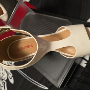 Bisou Bisou Nude Stiletto Heels with Red Accent